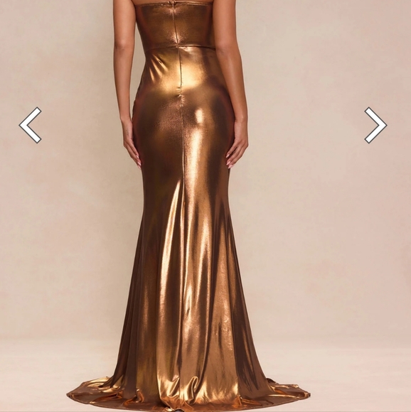 Gold Strapless Fashionova Dress New - Picture 6 of 6
